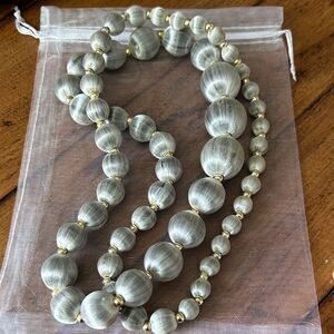 Vintage Silver Silk Beaded Necklace